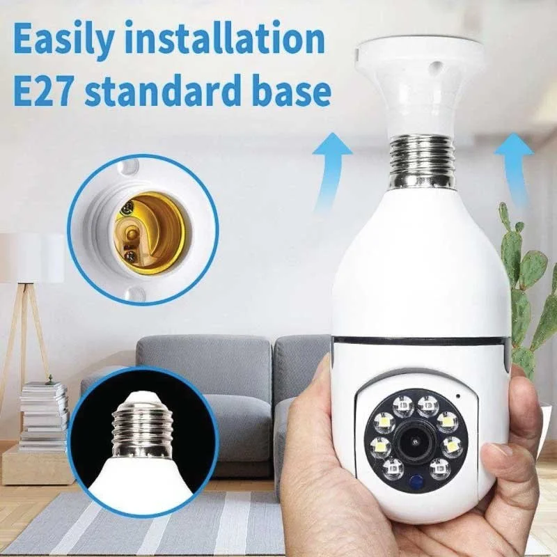  V380 Pro Bulb Camera 360° Smart Bulb WiFi Security Camera – 1080P Full HD Color Night Vision & Motion Tracking-000870