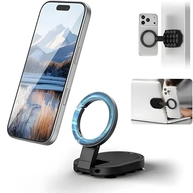  3-in-1 Suction Rotatable Wall Mountable Magnetic Stand Adjustable Portable Cell Phone Holder - 000995