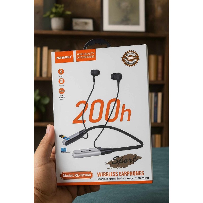 REGRSI RE-NY060 Wireless Earphones – 200h Battery Life | Sport Bluetooth Headset-000706