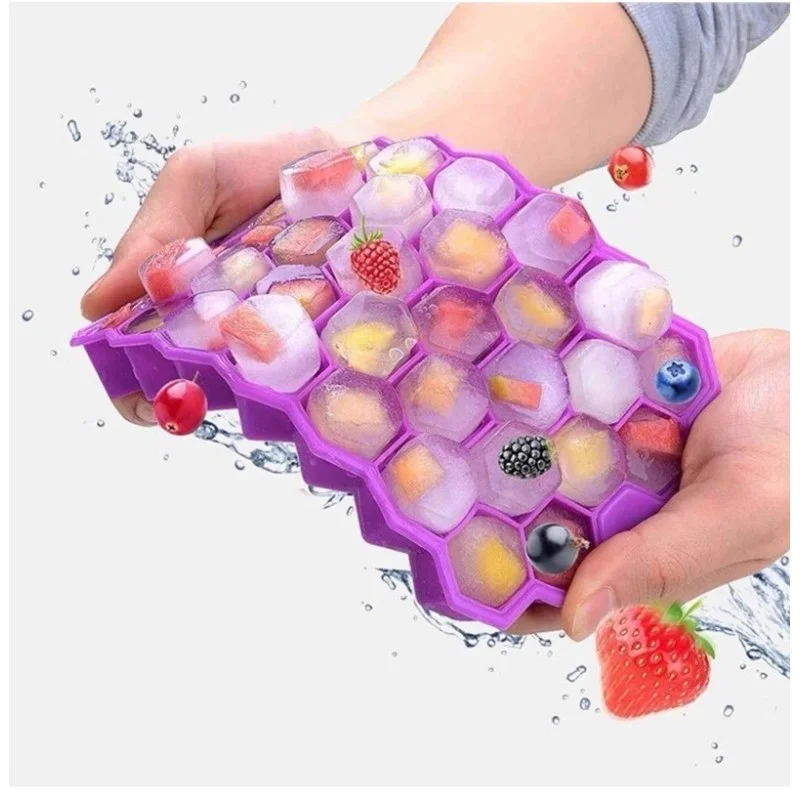 1PCS Honeycomb 37 Lattice Tray Maker With Lid DIY Ice Mold Ice Cube Maker-000327