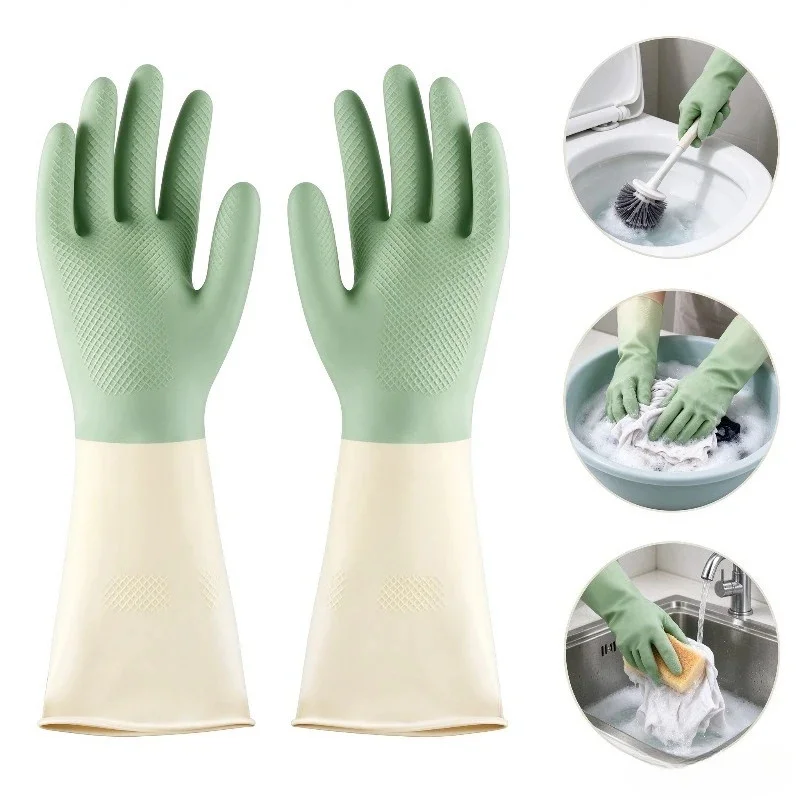 1 pair PVC Cleaning Gloves Wear-resistant and Reusable Dishwashing Laundry Thickened Multifunctional Household Gloves- 001011