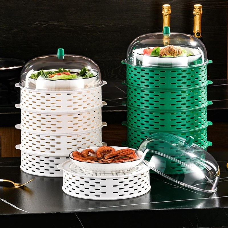 Hollow vegetable cover Dining Table Food Cover kitchen shelf 5 layer food dust cover anti-insect and anti-fly leftovers storage artifact-000068