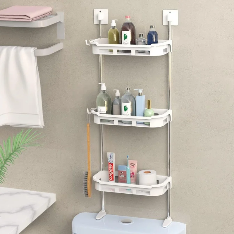  3 Tier Toilet Tank Top Storage Rack, Wall Mounted Organizer Rack, Bathroom Organizer-000037
