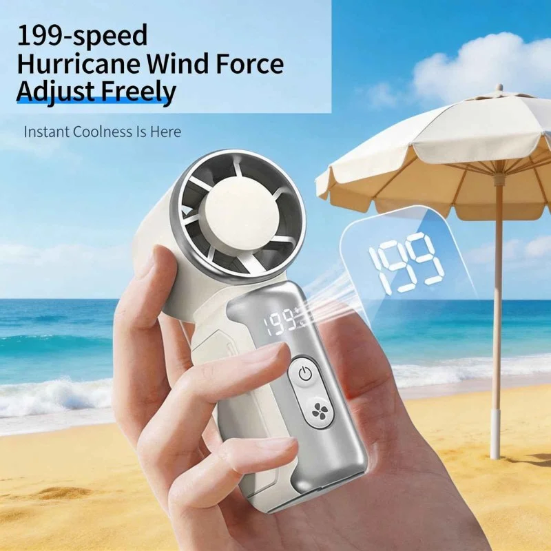 5-Speed Rechargeable Portable Turbo Fan with LED Display – USB-C - 000884