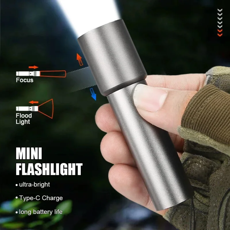  004 Mini Portable LED Flashlight USB Rechargeable Pocket Light-000971