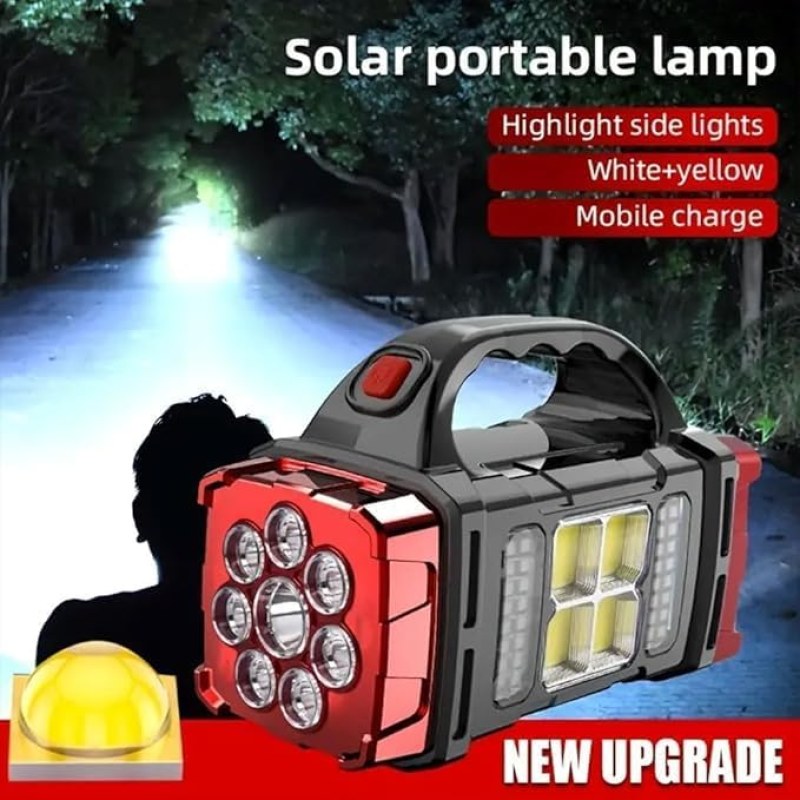 38W Portable Solar Spotlight LED Lantern with COB Light, USB Rechargeable & 5000mAh Power Bank HB-1678