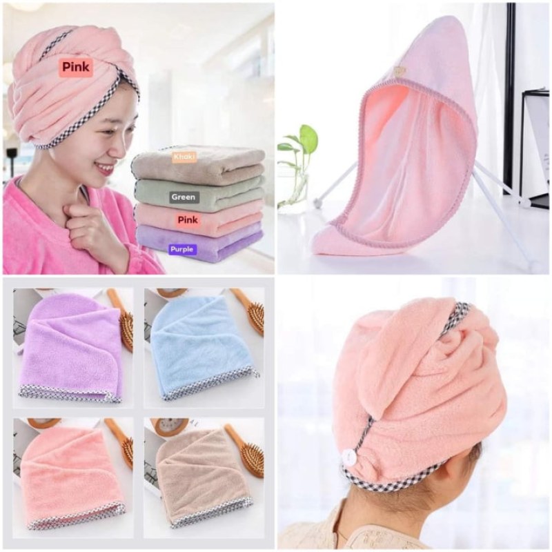  Fast Dry Hair Cap 1PC Microfiber Hair Fast Drying Dryer Towel Bath Wrap Hat-000458