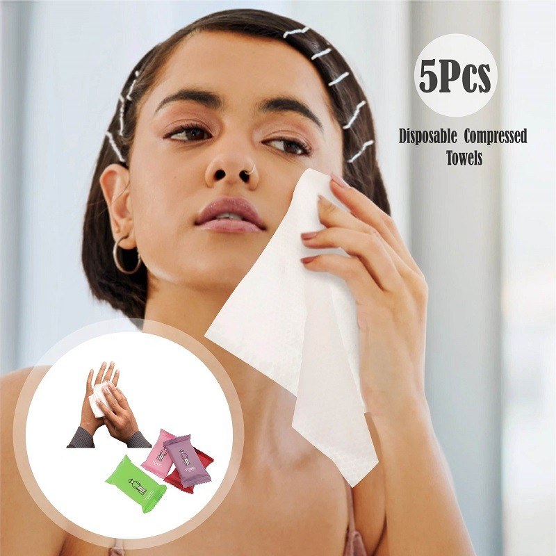  5 Pcs Disposable Compressed Towels - 000721