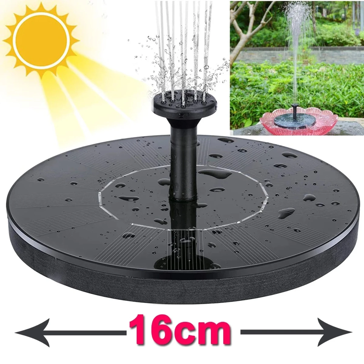 2.5W Solar Fountain Pump Solar Water Pump, AISITIN Floating Fountain with 6 Nozzles, for Bird Bath, Fish tank, Pond Indoor