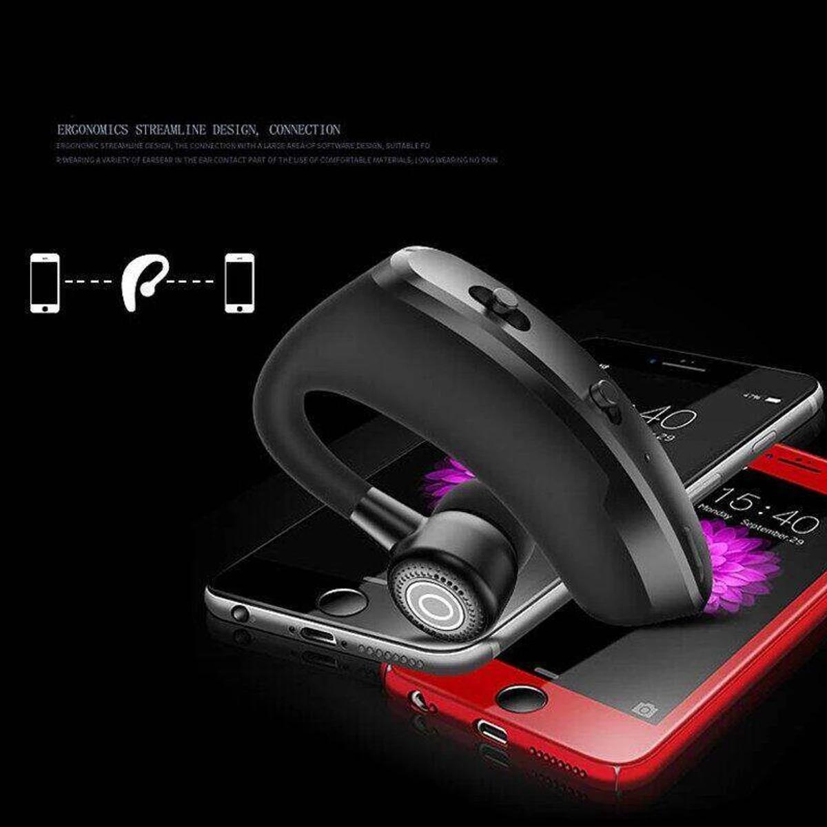 V9 Bluetooth Earphone Wireless Headphone Handsfree Headset Earbud With HD Microphone For Driver Sport Phone