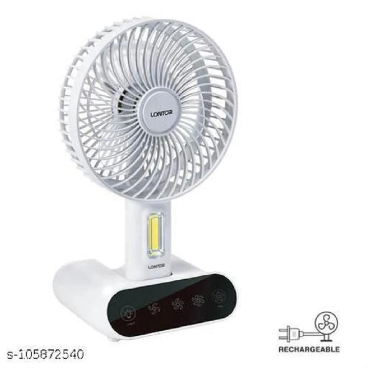 DP 7624 Rechargeable TableTouch Fan With Lamp USB Charging Portable Handheld 3 Gear Speed Desktop Mini Fan