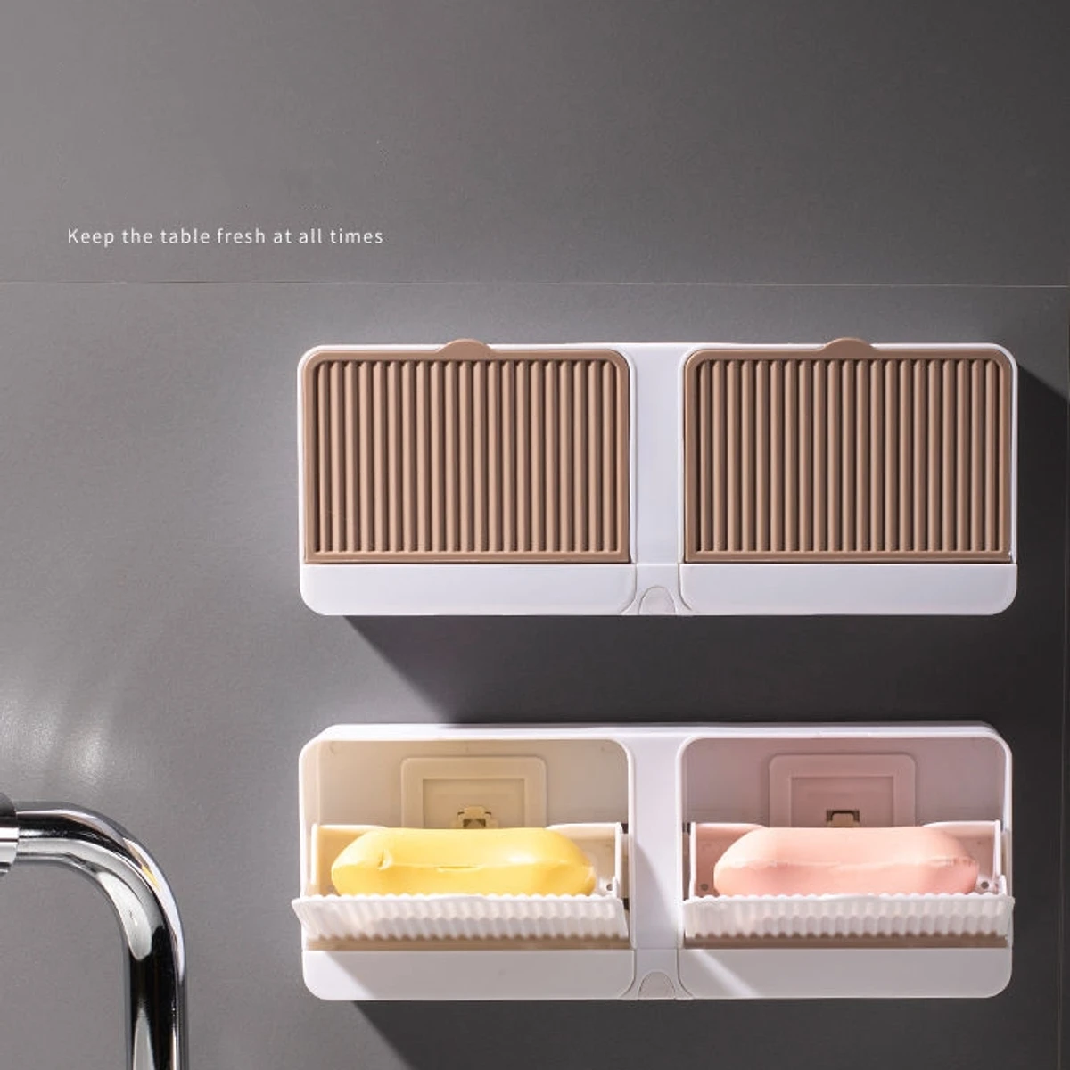 Creative Double Wall Hanging Soap Box With Lid Double Grids Draining Rack Soap Sponge Holder Organizer Bathroom Accessories