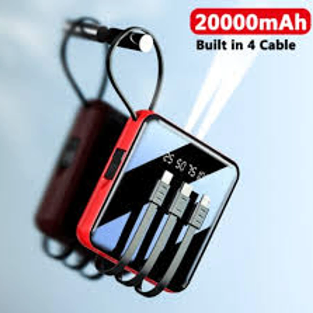 20000 MAH Powerbank with LED Display and All in One Cable set