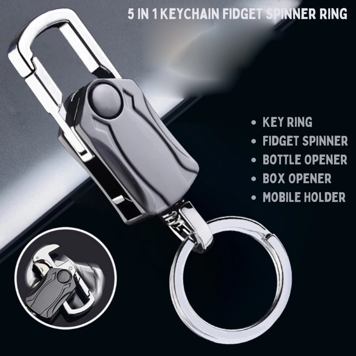 5-in-1 Key Chain Fidget Spinner Keyring