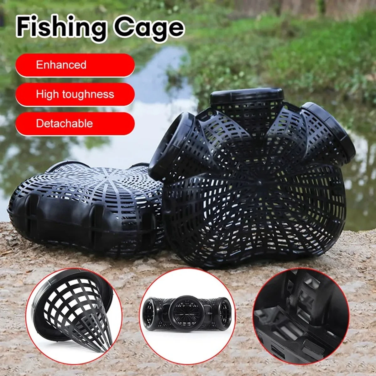 Outdoor Fishing Cage Basket Plastic Tackle Cage Crab Crayfish Shrimp Smelt Eels Traps Mesh Crayfish Catcher Casting Fishing Net