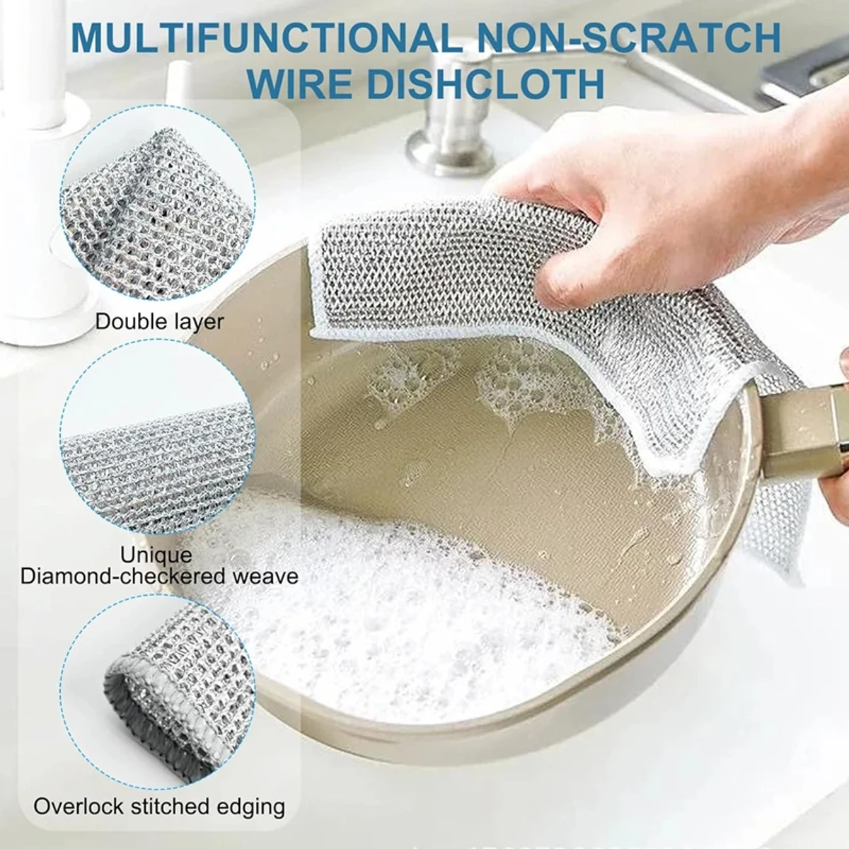 Magic Dishwashing Towel Metal Steel Wire Cleaning Rag (5pcs)