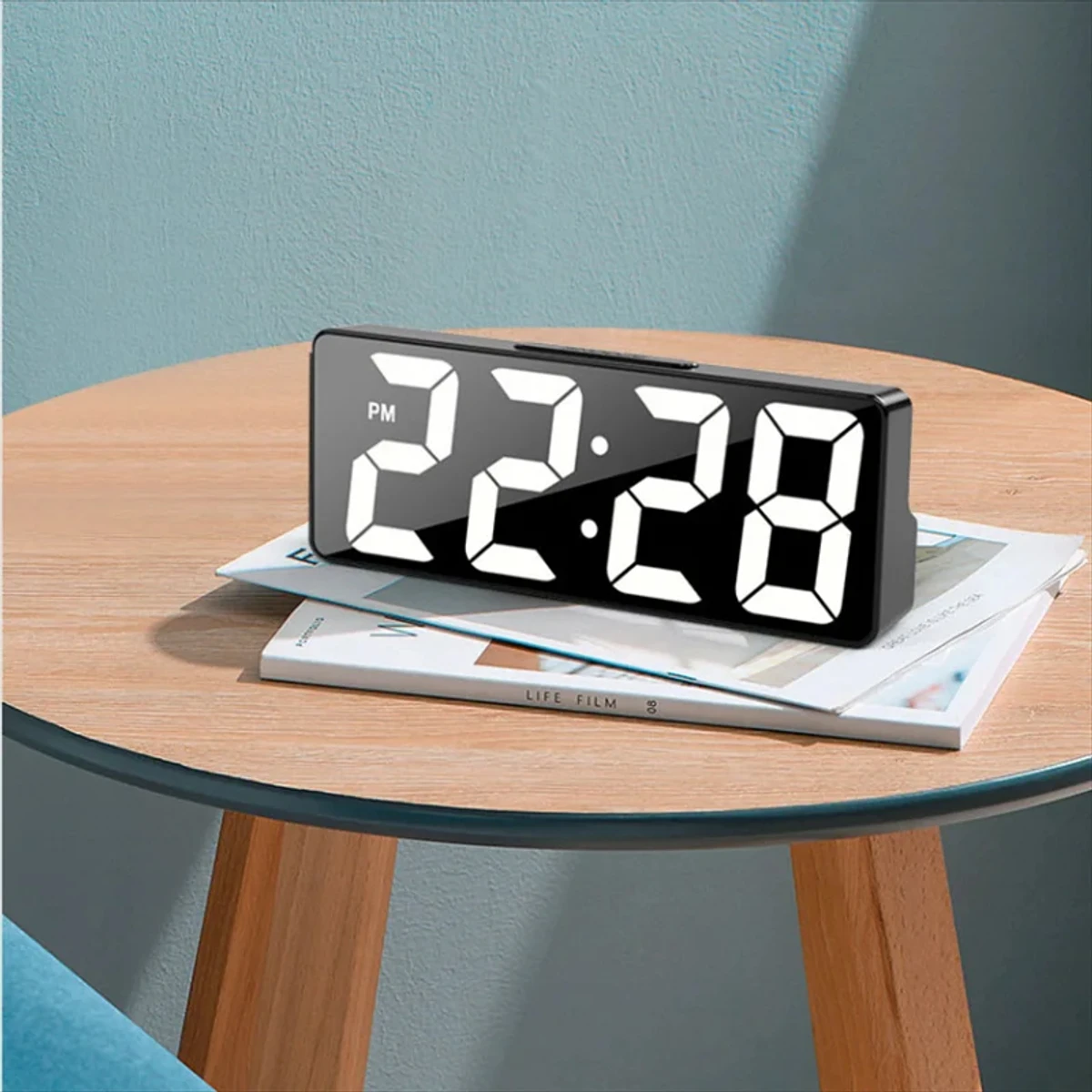 LED Mirror Digital Alarm Clock Table Clock Desktop Clock With Temperature Display