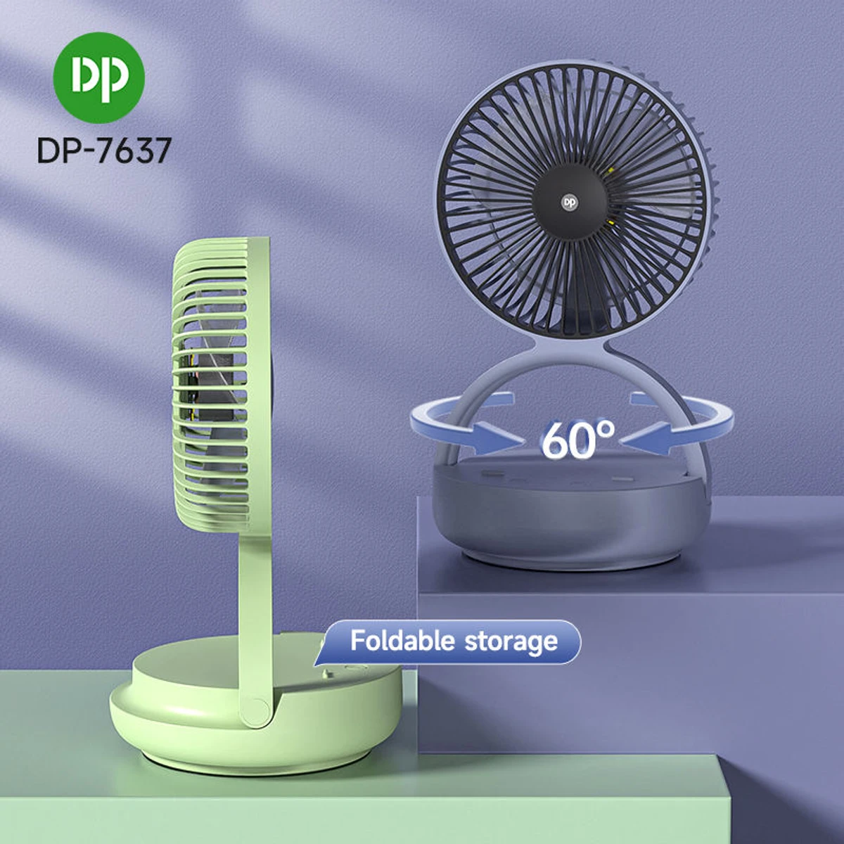 DP Automatic Rotating Mini Table Desk Fan With LED Light – DP7637