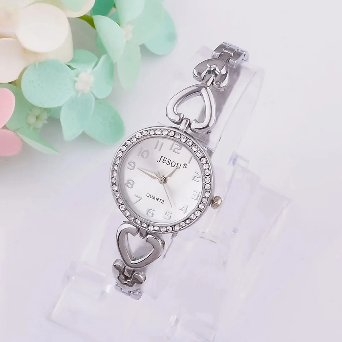 4 in 1 Female Jewelry Set Quartz Watch Crystal Design Necklace Earrings ring For Lady's Wife Mom Gift Box