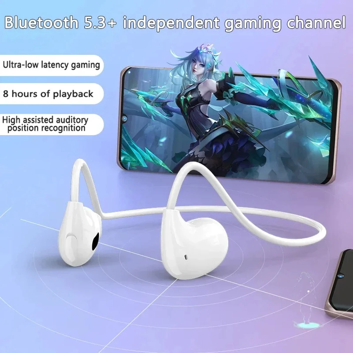 Bluetooth 5.3 Earphones Bass Stereo Touch Control Noise Reduction Headphones-White (Air-Q)