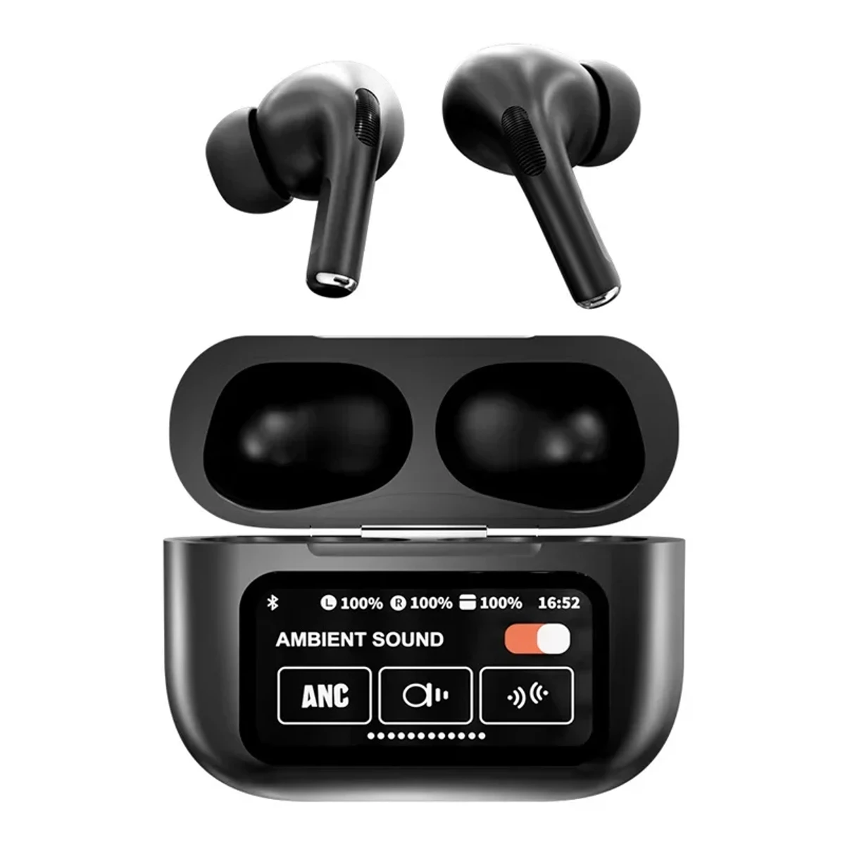 Black A9 Pro Wireless Bluetooth Headphones Original Earphone ANC Noise Reduction Headset LED Touch Screen Earbuds